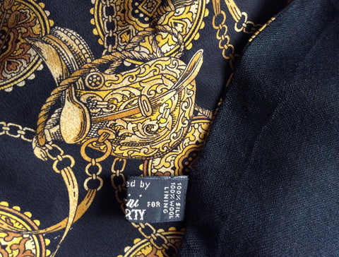Saldarini For Liberty Black & Gold Print Silk & Wool Scarf - Whispers Dress Agency - Sold - 3