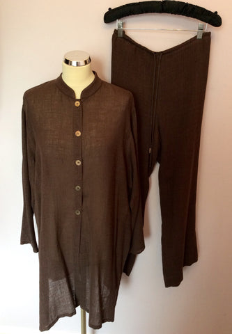 Jaeger Dark Brown Long Over Shirt & Trousers Size 14 - Whispers Dress Agency - Womens Suits & Tailoring - 1