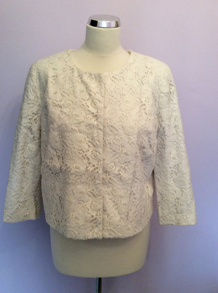 Edina Ronay Ivory Lace 3/4 Sleeve Jacket Size L - Whispers Dress Agency - Womens Coats & Jackets - 1