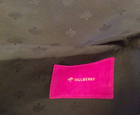 Mulberry Fuchsia Pink Suede & Gold Trim Clutch Bag - Whispers Dress Agency - Clutch Bags - 4