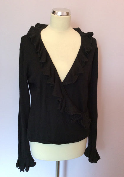 Ralph Lauren Black Silk & Cashmere Wrap Across Jumper Size L - Whispers Dress Agency - Sold - 1