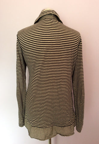 Oui Moments Navy Blue & Grey Stripe Button Fasten Top Size 14 - Whispers Dress Agency - Womens Tops - 2