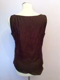 NITYA BROWN & BLACK EMBROIDERED & BEADED TRIM SILK TOP SIZE 12 - Whispers Dress Agency - Womens Tops - 3