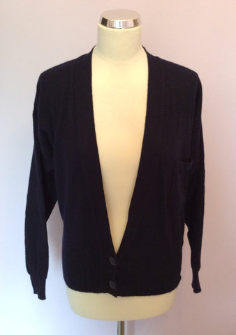 Vintage Jaeger Dark Blue Lambswool Cardigan Size 34" UK S - Whispers Dress Agency - Sold - 1