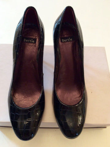 BERTIE BLACK CROC PATENT LEATHER HEELS SIZE 7/40 - Whispers Dress Agency - Womens Heels - 1