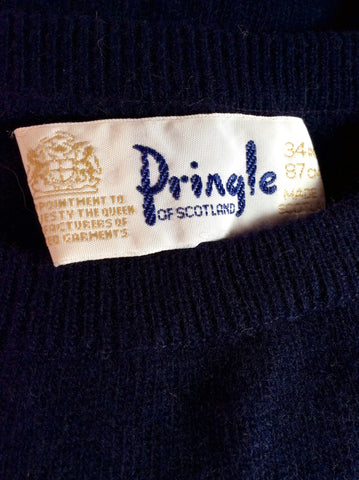 Pringle Dark Blue Lambswool Crew Neck Jumper Size 34" UK S/M - Whispers Dress Agency - Sold - 2