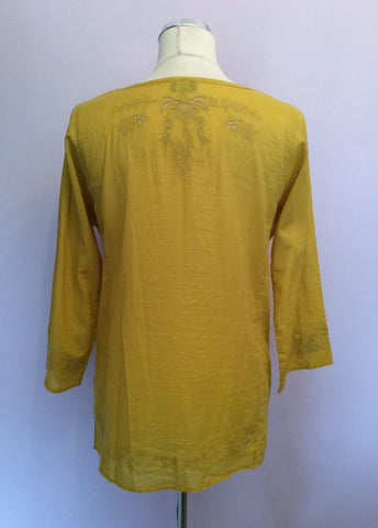 Hobbs Mustard Yellow Embroidered Cotton Tunic Top Size 8 - Whispers Dress Agency - Womens Tops - 3