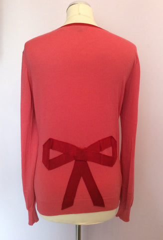Ted Baker Pink & Red Trim Cardigan Size 4 UK 14 - Whispers Dress Agency - Womens Knitwear - 2