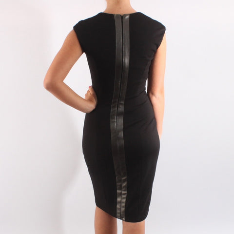 Sara Bernshaw Llia Black & Gunmetal Faux Leather Trim Dress Size 16 - Whispers Dress Agency - Sold - 6