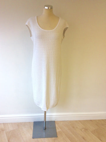 MAX MARA WHITE CROCHETED KNIT PENCIL DRESS SIZE 48 UK 18/20 - Whispers Dress Agency - Womens Dresses - 1