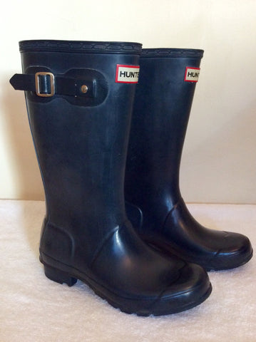 Hunter Dark Blue Short Wellington Boots Size 2/34.5 - Whispers Dress Agency - Womens Boots - 2
