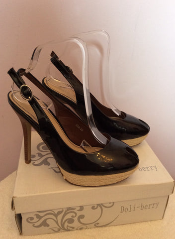 Brand New Doli-Berry Black Patent Peeptoe Slingback Heels Size 4/37 - Whispers Dress Agency - Womens Heels - 2