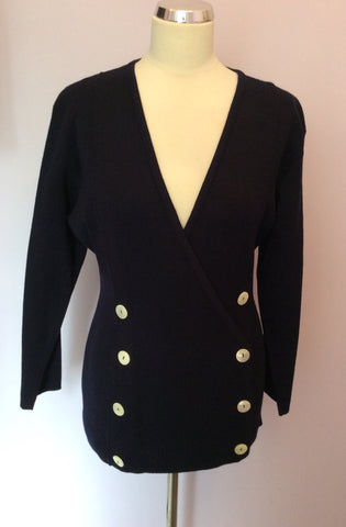 Vintage Jaeger Dark Blue Wool Cardigan / Jacket Size S - Whispers Dress Agency - Sold - 1