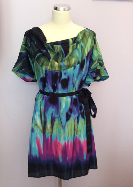 Brand New Per Una Multicoloured Print Belted Shift Dress Size 16 - Whispers Dress Agency - Sold - 1