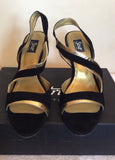 Strutt Couture Black & Gold Wedge Heel Sandals Size 6/39 - Whispers Dress Agency - Womens Wedges - 3