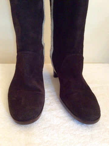 Italian Ambre Dark Brown Suede Faux Fur Trim Boots Size 7.5/41 - Whispers Dress Agency - Womens Boots - 3