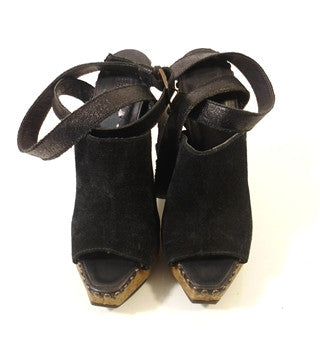 Brand New Herve Leger Black Suede & Cork Sandals Size 3.5/36 - Whispers Dress Agency - Womens Sandals - 4