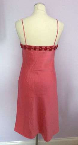 Laurel Pink Beaded Trim Linen Blend Dress & Jacket Suit Size 8 - Whispers Dress Agency - Womens Special Occasion - 4