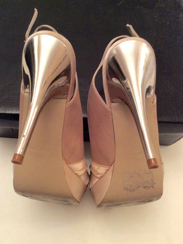 Carvela Champagne Satin Peeptoe Slingback Heels Size 7/40 - Whispers Dress Agency - Womens Heels - 4