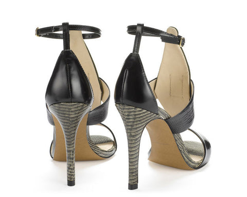 Brand New Whistles Khaki & Black Panelled Bellini Sandals Size 4/37 - Whispers Dress Agency - Sold - 4