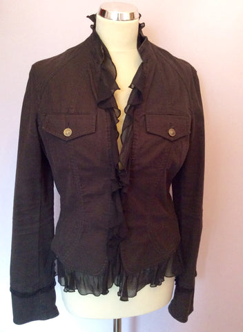 Versace Jeans Couture Black Cotton & Silk Trim Jacket Size 46 UK 14 - Whispers Dress Agency - Sold - 2