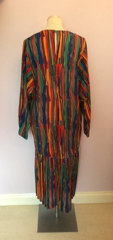 VINTAGE LIBERTY MULTI COLOURED DROP WAIST WOOL DRESS SIZE 16 - Whispers Dress Agency - Sold - 3
