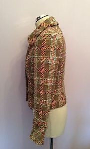 Episode Beige & Pastel Print Check Silk, Wool Blend Jacket Size 8 - Whispers Dress Agency - Sold - 2