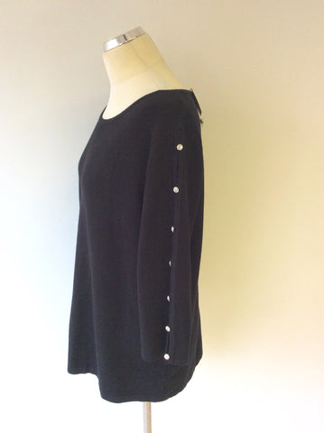 BRAND NEW PASSIONI BLACK SWAROVSKI CRYSTALS CUT OUT SLEEVE JUMPER SIZE XL - Whispers Dress Agency - Womens Knitwear - 2