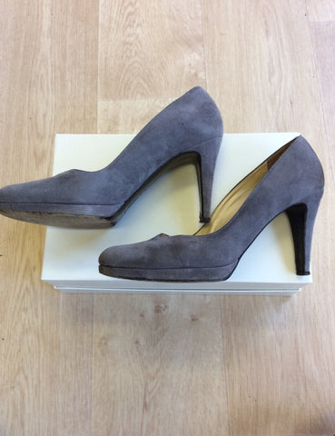 RUSSELL & BROMLEY GREY SUEDE HEELS SIZE 6/39 - Whispers Dress Agency - Sold - 3