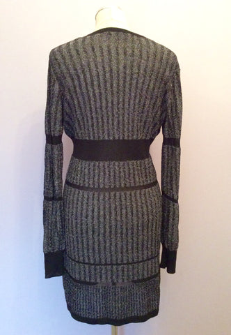 Star By Julien Macdonald Black & Silver Fine Knit Dress Size 16 - Whispers Dress Agency - Sold - 2