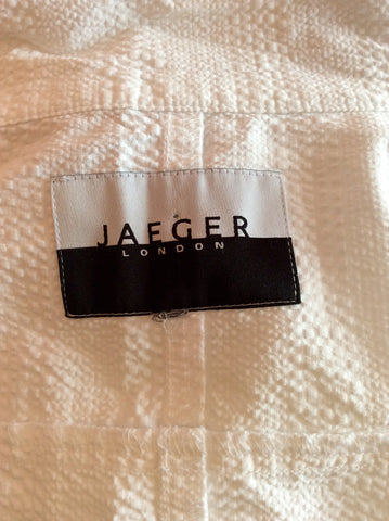 Jaeger White Cotton Zip & Popper Fasten Jacket Size L - Whispers Dress Agency - Womens Coats & Jackets - 7