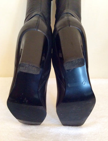 Marks & Spencer Black Knee Length Boots Size 4.5/37.5 - Whispers Dress Agency - Womens Boots - 4