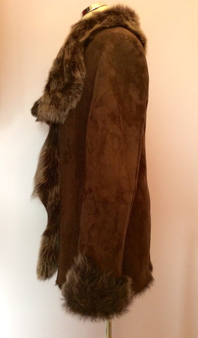 Emma Somerset Dark Brown Sheepskin Fur Lined Jacket Size 36 UK 12 - Whispers Dress Agency - Womens Coats & Jackets - 3