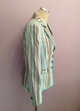 Basler Turqouise, White & Grey Stripe Jacket Size 14 - Whispers Dress Agency - Womens Coats & Jackets - 2