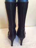 Moda In Pelle Black Leather Calf Length Boots Size 4/37 - Whispers Dress Agency - Womens Boots - 4