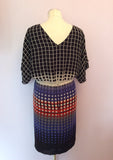 Planet Black, Blue, Red & Ivory Silk Shift Dress Size 12 - Whispers Dress Agency - Sold - 3