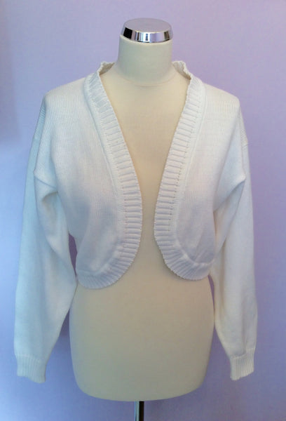 Vintage Jaeger White Cropped Cotton Cardigan Size 36" Approx M - Whispers Dress Agency - Womens Vintage - 1