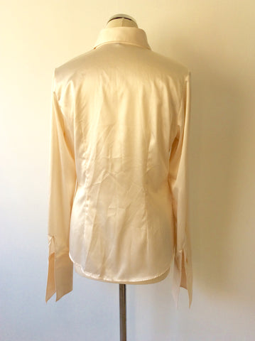 HAWES & CURTIS CREAM MATT SATIN FITTED DOUBLE CUFF SHIRT SIZE 14 - Whispers Dress Agency - Sold - 2