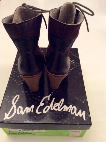 Sam Elderman Tara Black & Brown Lace Up Ankle Boots Size 5/38 - Whispers Dress Agency - Sold - 5