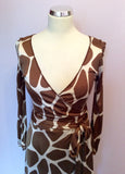 Moschino Cheap And Chic Bronze & Ivory Print Wrap Dress Size 8 - Whispers Dress Agency - Womens Dresses - 2