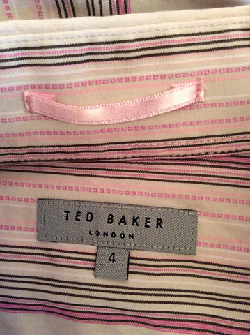 Ted Baker Pink Stripe Cotton Long Sleeve Double Cuff Shirt Size 4 UK 14/16 - Whispers Dress Agency - Sold - 4