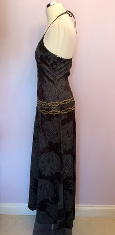 Marks & Spencer Dark Grey Print Maxi Dress Size 8 - Whispers Dress Agency - Sold - 2