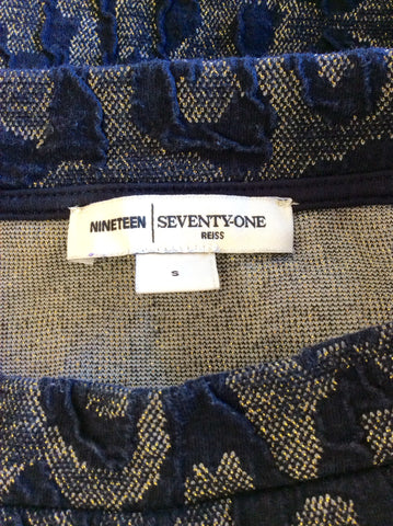 REISS 1971 NAVY BLUE & METALLIC ANIMAL PRINT DRAKE TOP SIZE S - Whispers Dress Agency - Womens Tops - 4