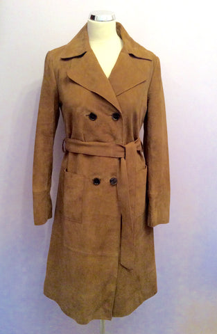 Brand New Marks & Spencer Autograph Camel Luxury Suede Coat Size 8 - Whispers Dress Agency - Sold - 1
