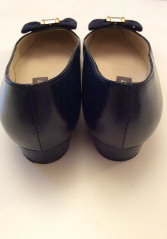 Bally Dark Blue Leather Bow Trim Court Shoes Size 5.5/38.5 - Whispers Dress Agency - Sold - 3