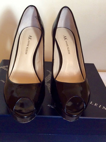 Anne Klein Black Patent Leather Peeptoe Heels Size 4.5 / 37.5 - Whispers Dress Agency - Womens Heels - 2