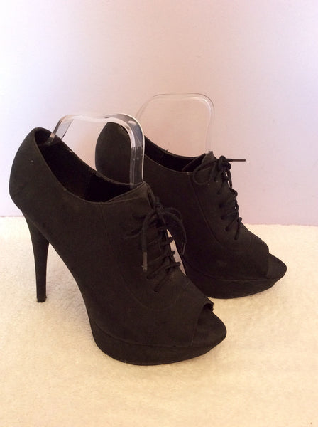 Carvela Black Suede Lace Up Peeptoe Heels Size 7/41 - Whispers Dress Agency - Womens Heels - 1