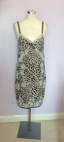 Brand New Marccain Leopard Print Wool Blend Dress Size N5 UK 14/16 - Whispers Dress Agency - Sold - 1