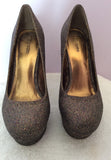 Zigisoho Bronze Glitter Platform Sole Heels Size 4/37 - Whispers Dress Agency - Womens Heels - 2