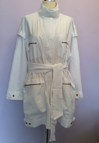 Jaeger White Cotton Zip & Popper Fasten Jacket Size L - Whispers Dress Agency - Womens Coats & Jackets - 2